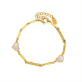 Shangjie OEM pulseras Fashion Danity Bamboo Chain Bracelets Jewelry Gold Plated Shell Bracelet Stainless Steel Heart Bracelet